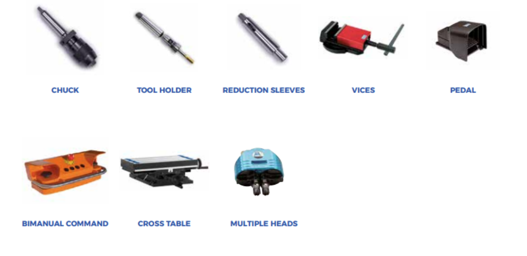 phụ kiện đi kèm cho máy khoan đứng erlo group c series 